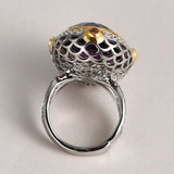 Lady of the Depths S925 Sterling Silver Ring Natural Amethyst Occidental Topaz Zircon
