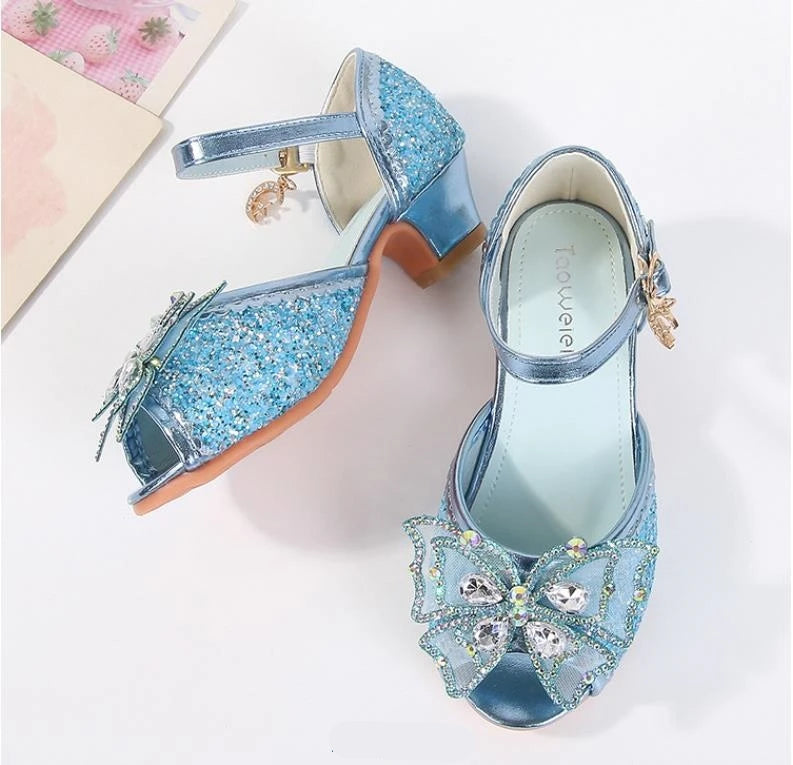 Party Shoes for Girls Glittery Butterfly Mary Jane Sandals Purple Gold Pink Blue