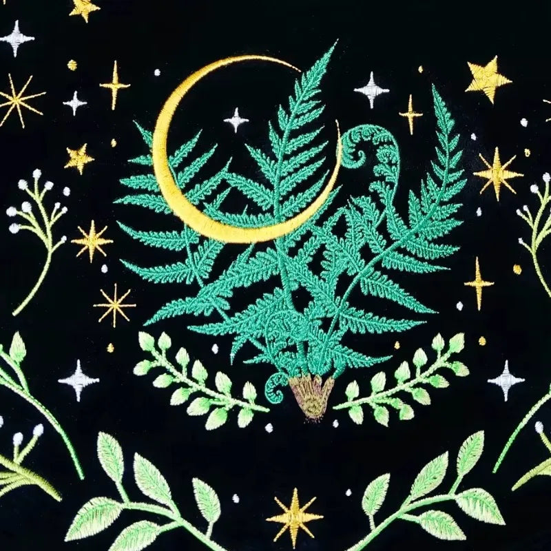 Night Forest Witch Embroidered Shoulder Bag