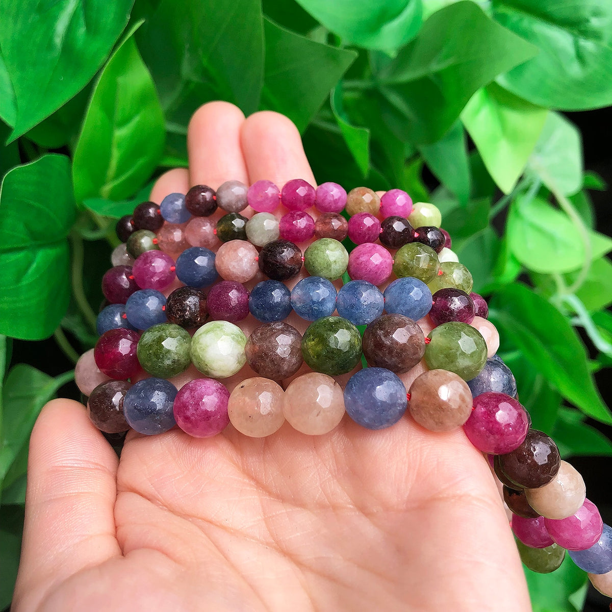 Tourmaline Natural Stone Faceted Beads Round Beads DIY Jewellery Making