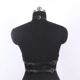 Gothic Dark Faux Leather Halter Body Harness, Adjustable Chest Strap Halloween Vampire Witch Cosplay