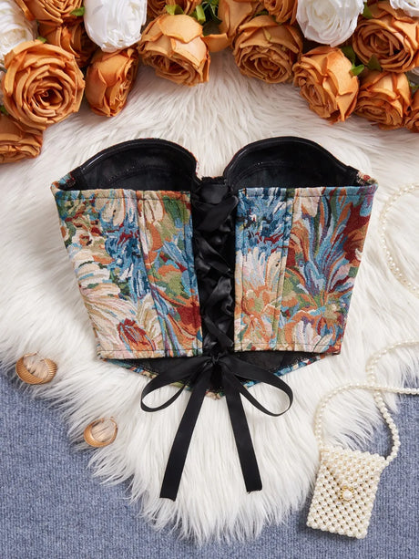 Meadow Weaver's Boned Floral Underwired Corset