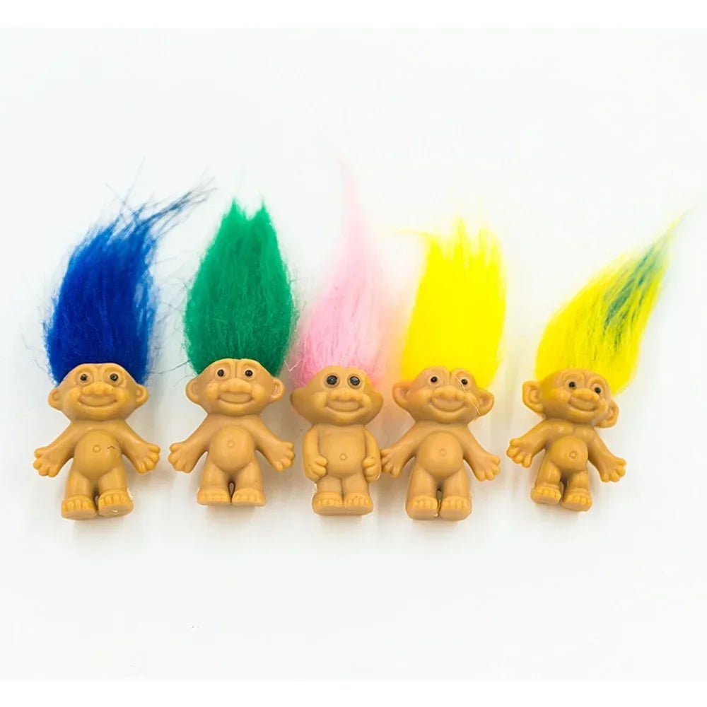 Set of Ten Mini Trolls Dolls Retro Toy Collection Gifts for Kids