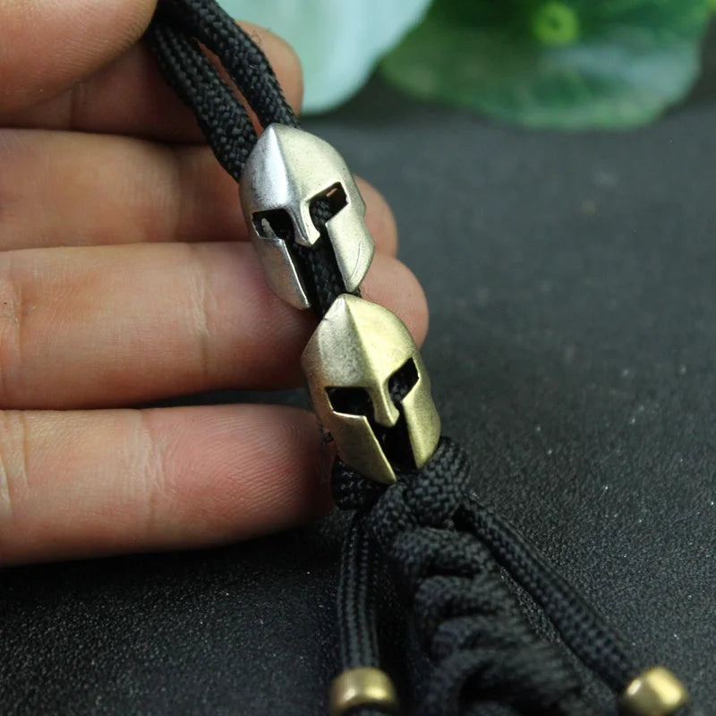 Brass Spartan Warrior Helmet Paracord Beads Lanyard Dreadlock Beard Bead