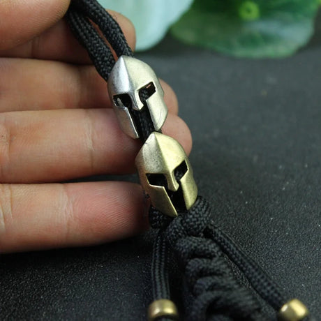 Brass Spartan Warrior Helmet Paracord Beads Lanyard Dreadlock Beard Bead