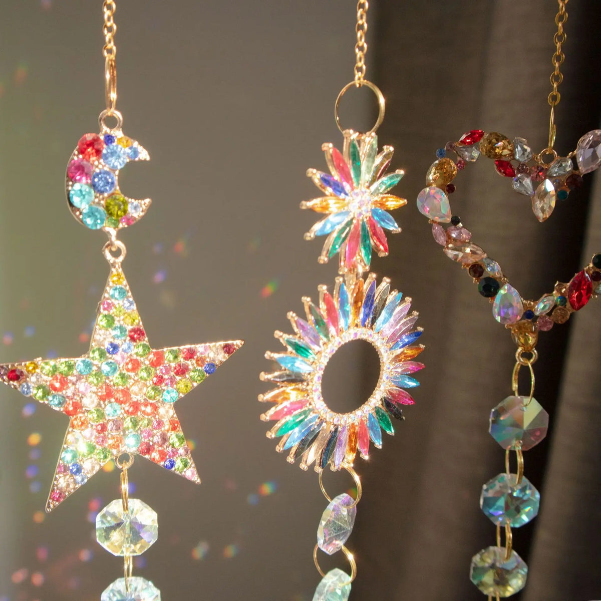 Star, Sun, Heart Crystal Sun Catchers Hanging Rainbow Prisms