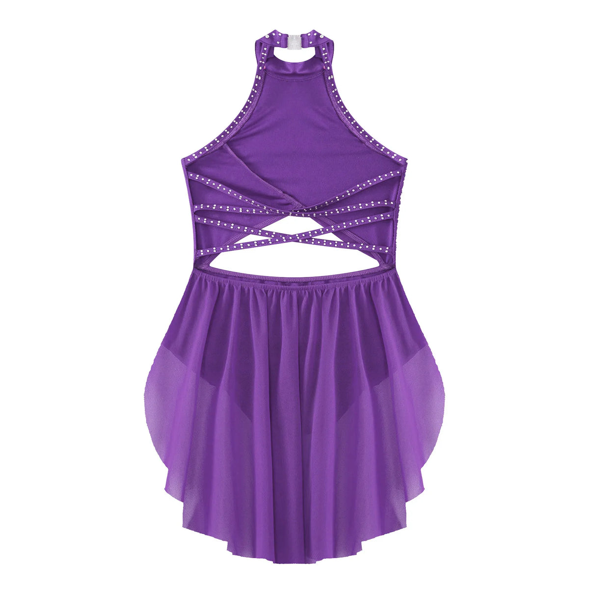 Girls Dance Performance Rhinestone Fringed Dress Figure Ice Skating Dancewear