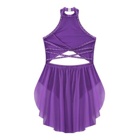 Girls Dance Performance Rhinestone Fringed Dress Figure Ice Skating Dancewear