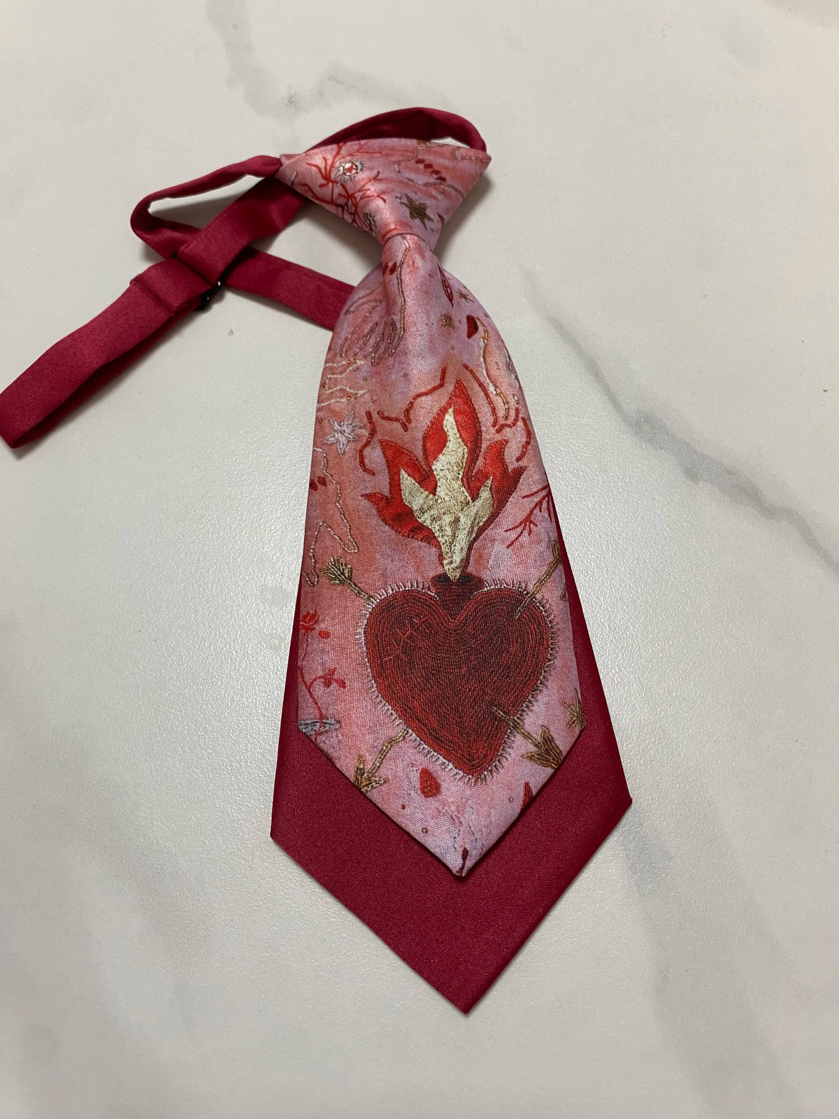 Sacred Heart Necktie Men Women Double Layer Red Knot-free Ties For Shirt Boy Girls Performance