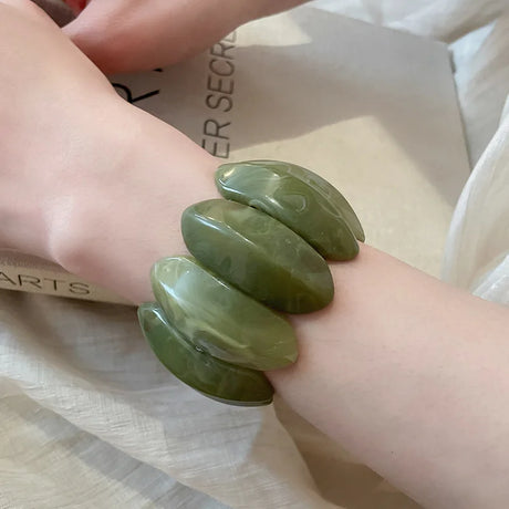 Smudged Oval Acrylic Elastic Bangles Bracelets