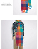 Colour Blocks Autumn Winter Plaid Scarves Imitation Cashmere Mohair