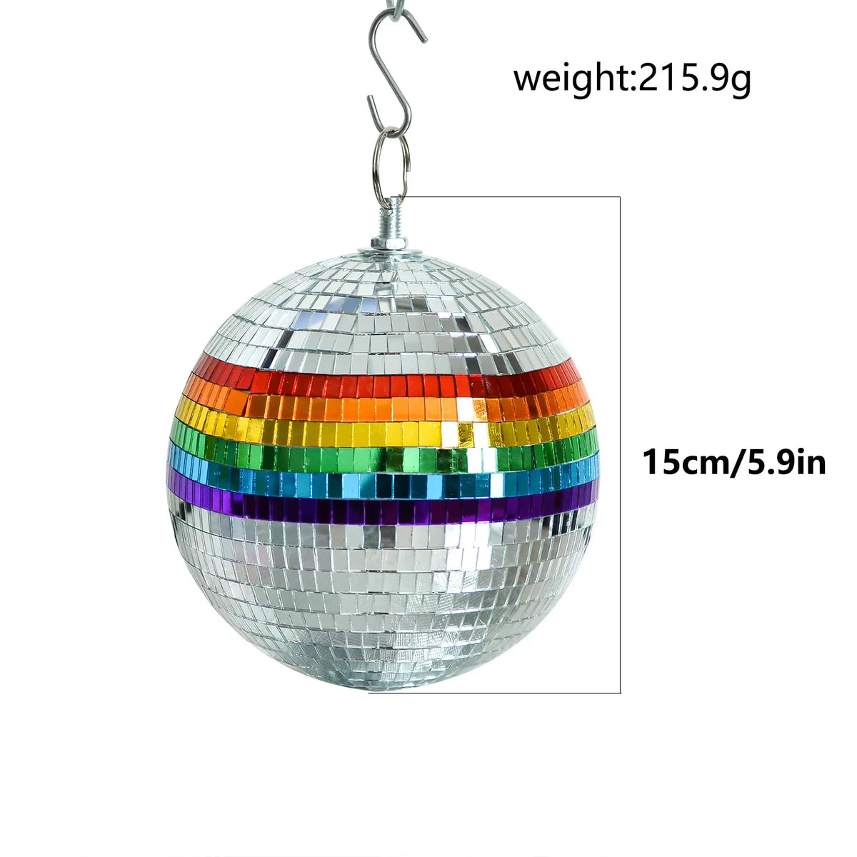 Hanging Disco Mirror Ball Rainbow Mardi Gras LGBTQI Decor