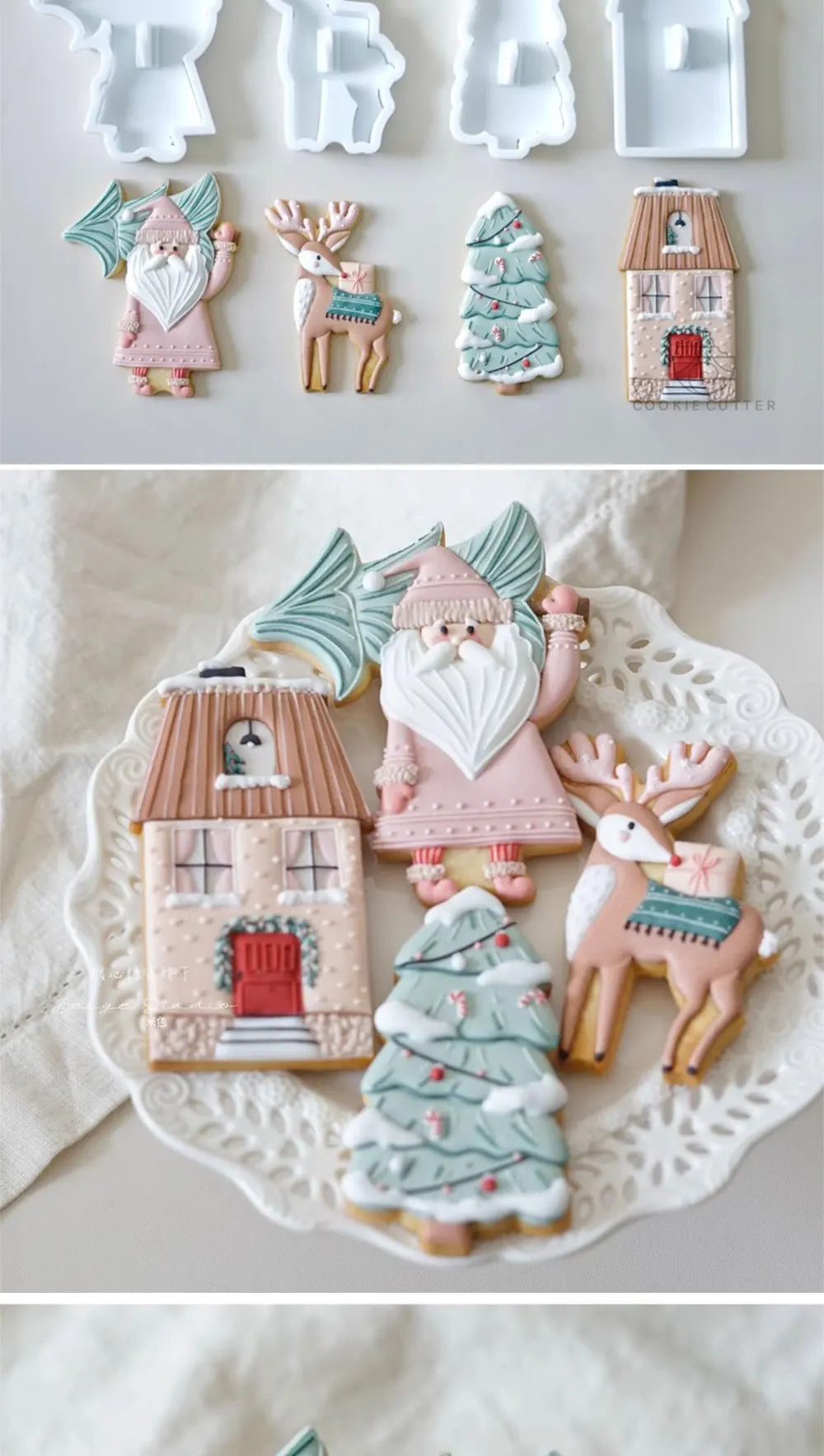 Christmas Nordic Style Cookie Cutters Santa Elk House Xmas Tree