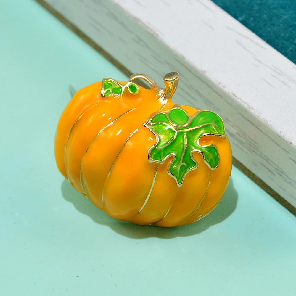 Enamel Pumpkin Brooch