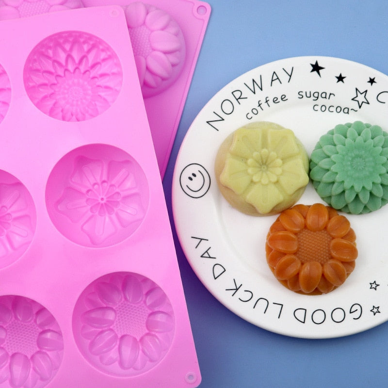 Flower Shaped Silicone Soap Mould DIY Handmade Cake Chocolate Candle Moulds