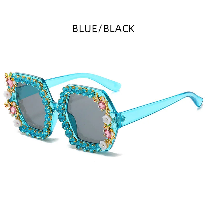 Gilly's Rhinestone Sparkling Square Frame Sunglasses Funglasses