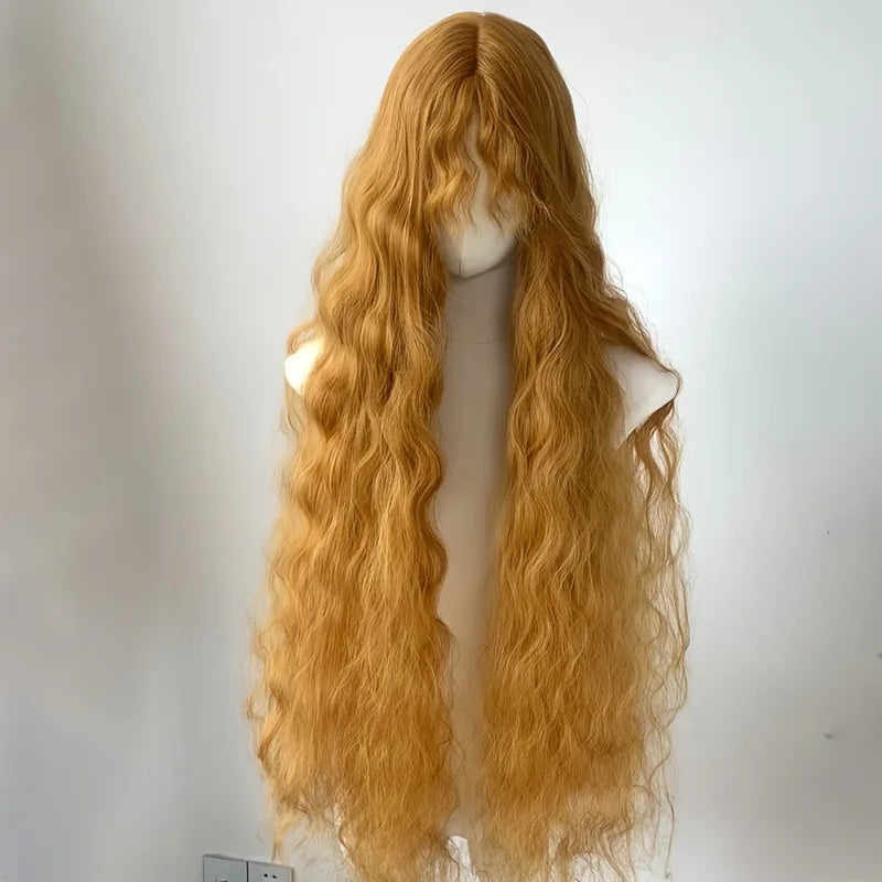 One Meter Long Golden Wool Synthetic Wig Fluffy Long Curly Hair Wig