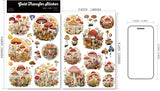 2 Sheet RUB ON Crystal Mushroom Stickers Junk Journal Craft Transfer Stickers DIY Scrapbooking Stickers