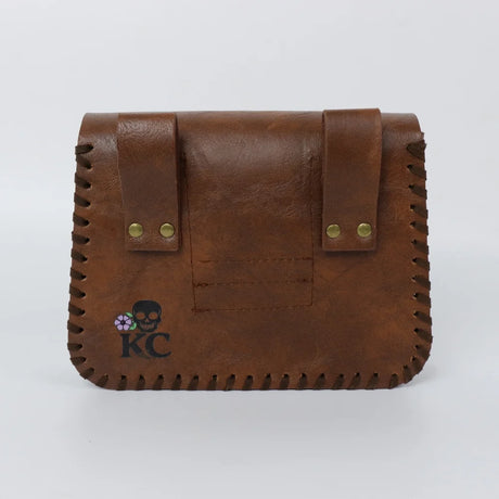 Red Mushroom Print PU Waist Bag Medieval Renaissance Distressed Faux Leather Flip Coin Belt Pouch
