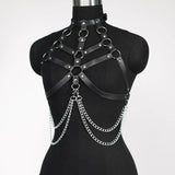 Rib Cage Harness Chest Body Harness Gothic Punk Faux Leather & Chains
