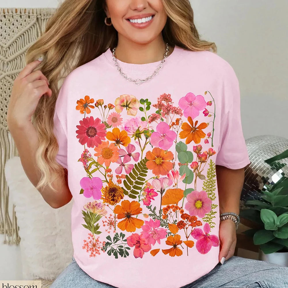 Pressed Flower T-shirt Nature Lover Tee Gardener Gift