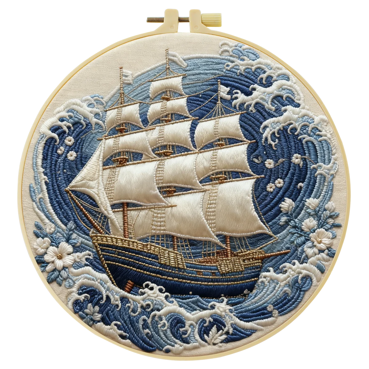 A Ship In the Ocean DIY Embroidery Kit for Beginners