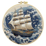 A Ship In the Ocean DIY Embroidery Kit for Beginners