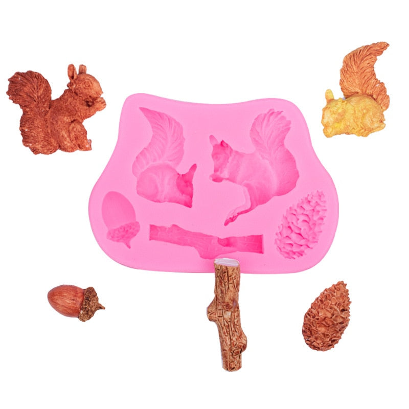 Squirrel Silicone Mould DIY Cake Baking Decoration Fudge Cookie Chocolate Soap Clay Resin Mould