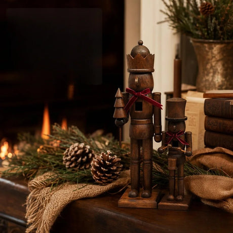 Wooden Nutcracker Christmas Decor With Red Bow Xmas Decor