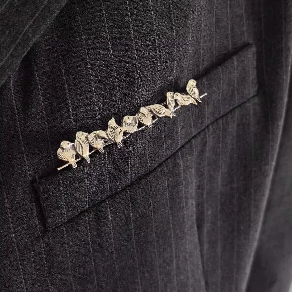 Birds on a Wire Suit Pocket Brooch