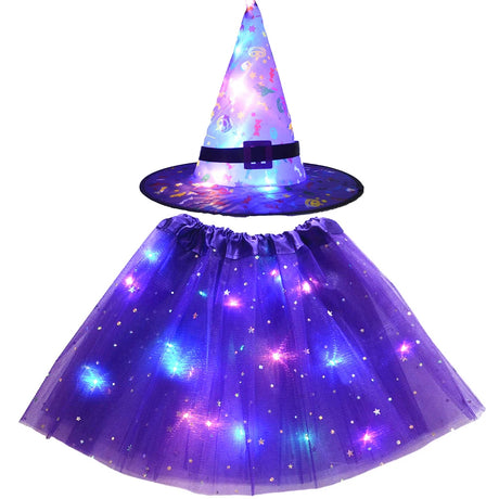 LED Witch Stars Tutu Skirt Glow Party Costumes Halloween