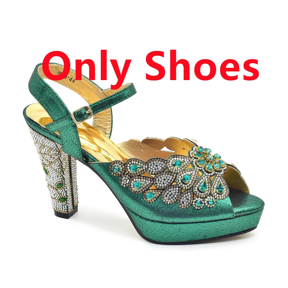 Peacock Peep-Toe Party Pumps Matching Bag and Shoes Set
