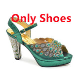 Peacock Peep-Toe Party Pumps Matching Bag and Shoes Set