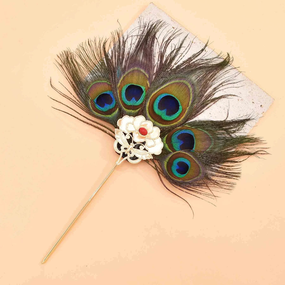 Peacock Feather Hairpins