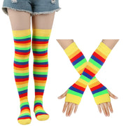 Rainbow Brite Striped Socks and Arm Warmer Gloves