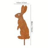 Rustic Metal Rabbit Garden Stake Rusty Bunny Silhouette