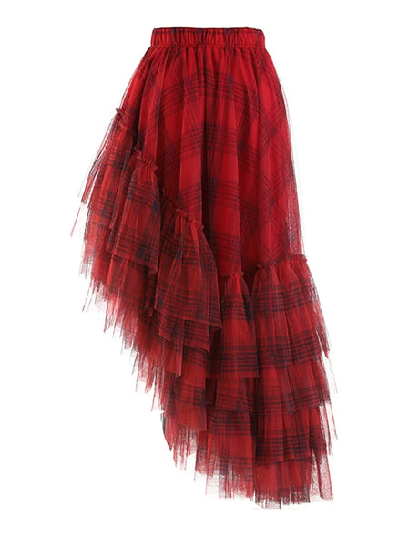 Curious Plaid Ruffle Skirt