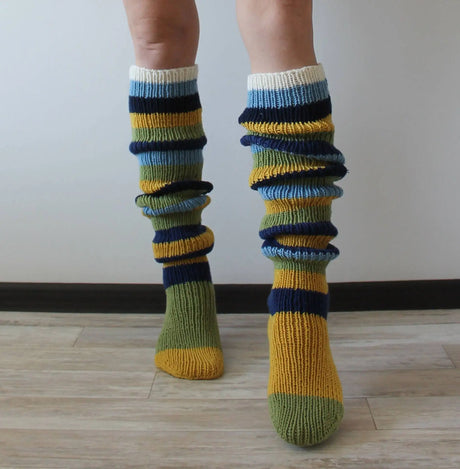 Striped Knitted Wool Long Socks