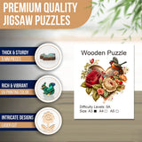 Rose Heart Wooden Jigsaw Puzzle Irregular Animal Shaped Pieces