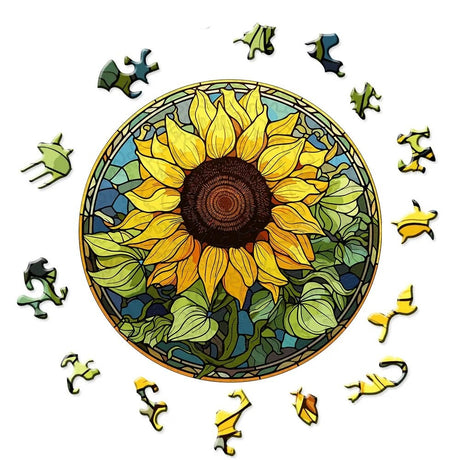 Golden Sunflower Wooden Jigsaw Puzzle