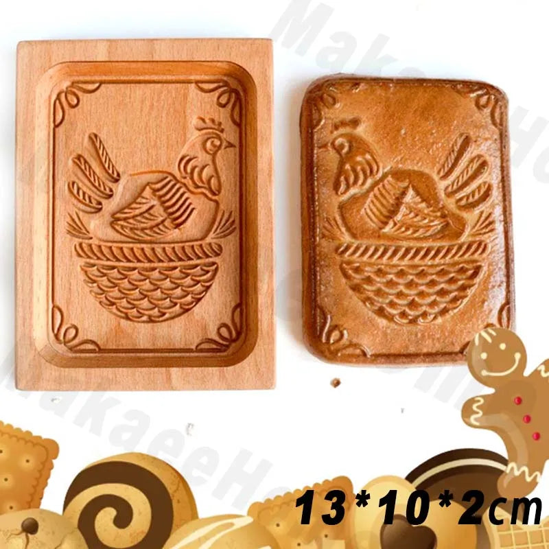 Wooden Cookie Moulds Baking Tools Christmas Easter