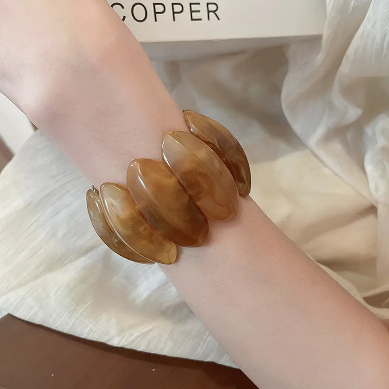 Smudged Oval Acrylic Elastic Bangles Bracelets