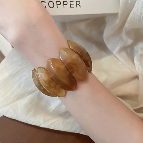 Smudged Oval Acrylic Elastic Bangles Bracelets
