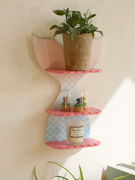 3 Tier Mermaid Tail Wall Floating Wall Shelf Jewellery Hair Accessories Display Shelves