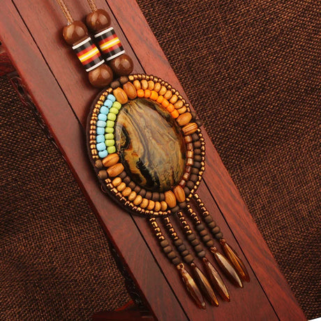 Handmade Beaded Leather Boho Necklaces