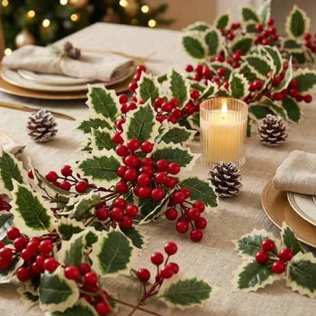 Christmas Garland Artificial Red Holly Berry Vine Xmas Tree Hanging Decoration
