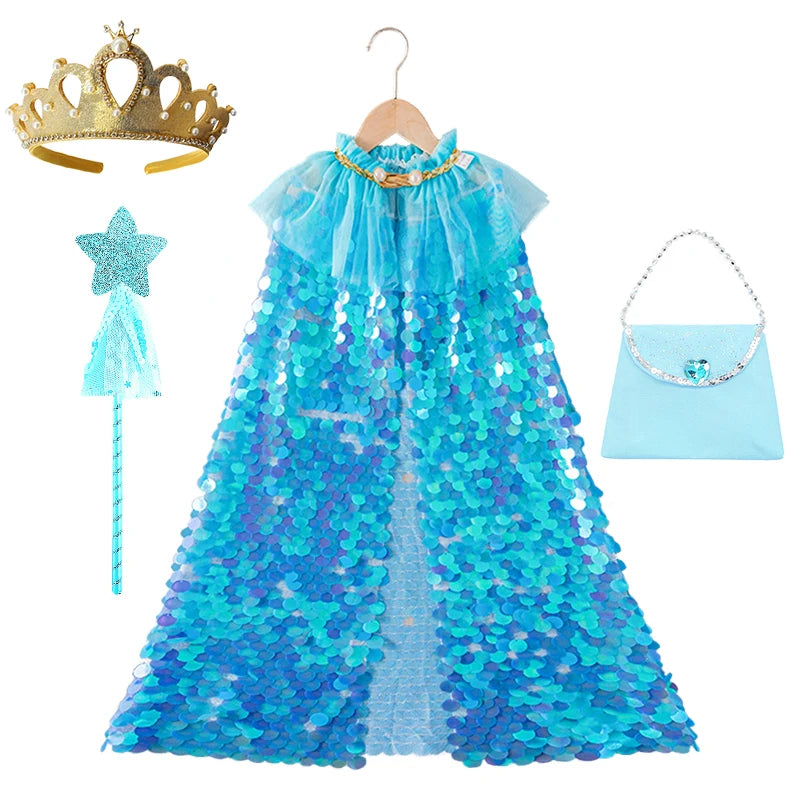 Shiny Rainbow Sequin Cloak Halloween Children's Dress Up Cape