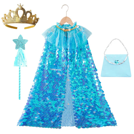 Shiny Rainbow Sequin Cloak Halloween Children's Dress Up Cape