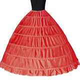 6 Hoop Crinoline Long Wedding Petticoat Ball Gown Dress Black White Red Underskirt Skirt