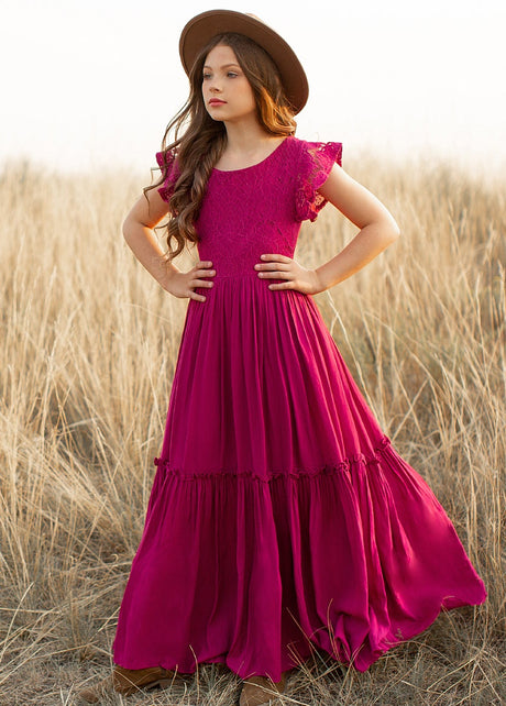 Girls Maxi Lace Chiffon Photoshoot Dresses For 3-15 Years